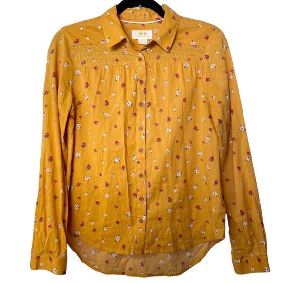 🦃 Anthropologie Maeve Phyllis Long Sleeve Button Down Floral Blouse - Picture 5 of 13